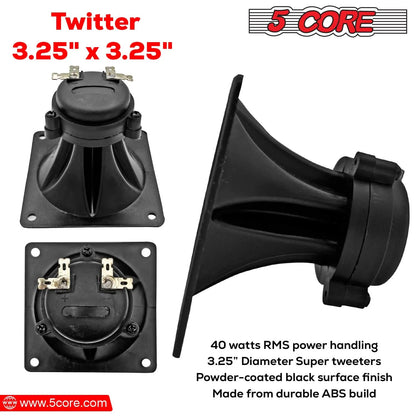 Tweeter 5Core 3,25" x 3,25" 40W Composant Carré Remplacement Super Horn Haute Puissance