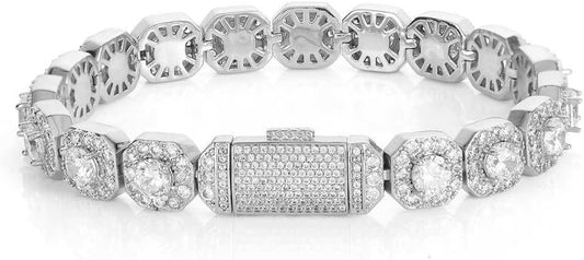 Bracelet Hip-Hop Luxe en Or 18K avec Moissanites – Unisexe, Finition Italienne