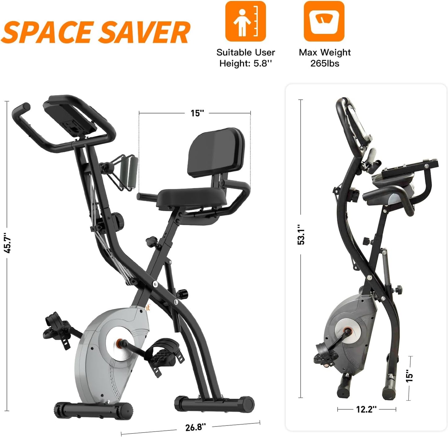 🚴‍♂️ Vélo d’Exercice 3-en-1 Pliable – Cardio, Force et Confort à Domicile