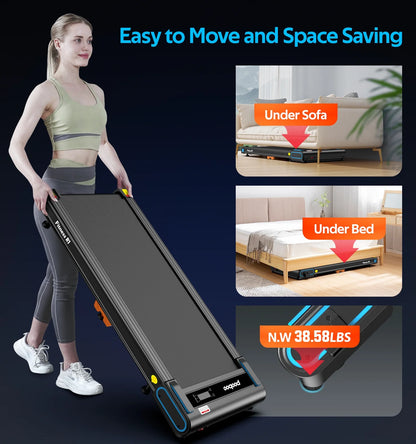 Tapis de Course Pooboo Pliable avec Inclinaison Ajustable - Tapis de Marche Électrique pour Bureau