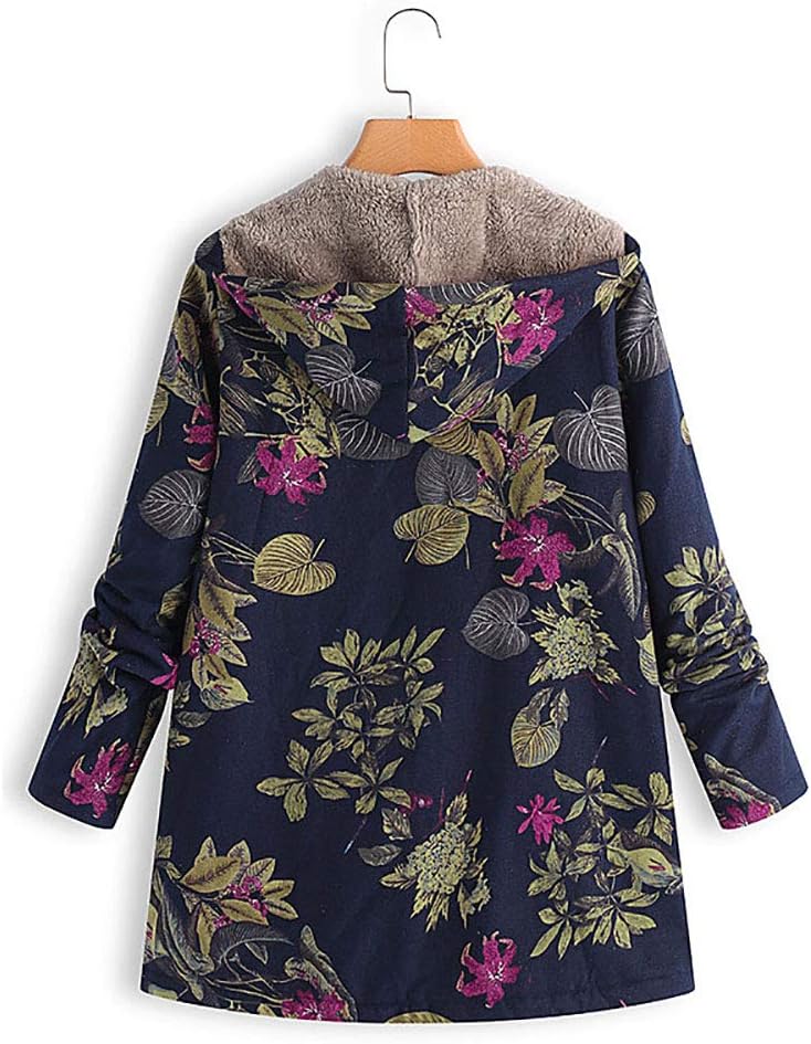 Onsoyours Femme Manteau Floral a Capuche Top Chaud Hiver Avoir Poches Blouson Épaissie Vest Chic