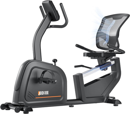 Recumbent Exercise Bike for Seniors,Stationary Bikes for Home, 300LB Capacity & 16 Levels Magnetic Resistance, Heart Rate Handle