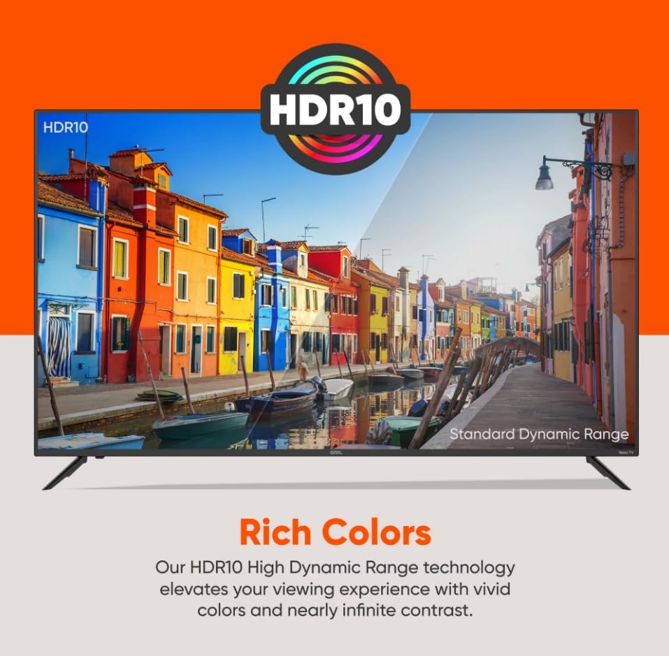 Téléviseur ONN 55 pouces 4K HDR10+ Smart TV avec connectivité Wi-Fi et application mobile | Écran plat compatible avec HomeKit, Alexa et Google Assistant