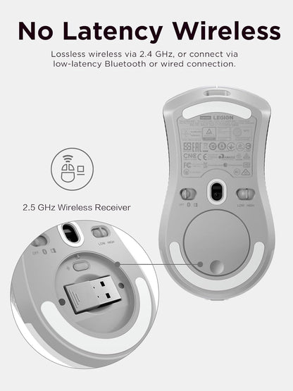 Souris de Jeu Sans Fil Legion M600 RGB – 16 000 DPI, 9 Boutons Programmables, Autonomie de Batterie de 200 Heures, Durabilité de 50 Millions de Clics – Souris Ambidextre (Stingray)