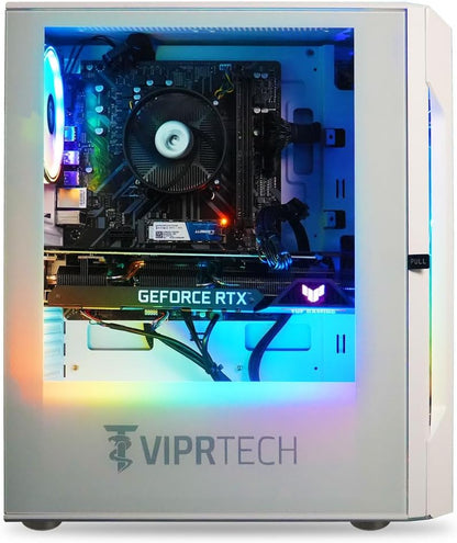Rebel 4.0 Gaming PC - AMD Ryzen 7 (4.1Ghz Turbo), RTX 4060 8GB, 32GB DDR4 3200, 1TB Nvme SSD, Vr-Ready, Streaming, Wifi BT, RGB, Win 11 Pro, Prebuilt Desktop Computer White