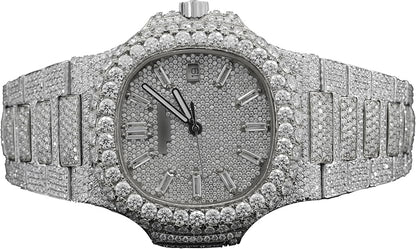 Montre Iced Out Luxe – Moissanite 25 CT, Automatique, Or Rose & Argent | Beniyaz