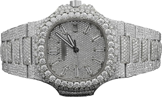 Montre Iced Out Luxe – Moissanite 25 CT, Automatique, Or Rose & Argent | Beniyaz