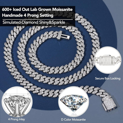 Chaîne Moissanite Cuban Link – 5.3 à 7 Carats, 6MM, Plaqué Or 18K & Argent Sterling