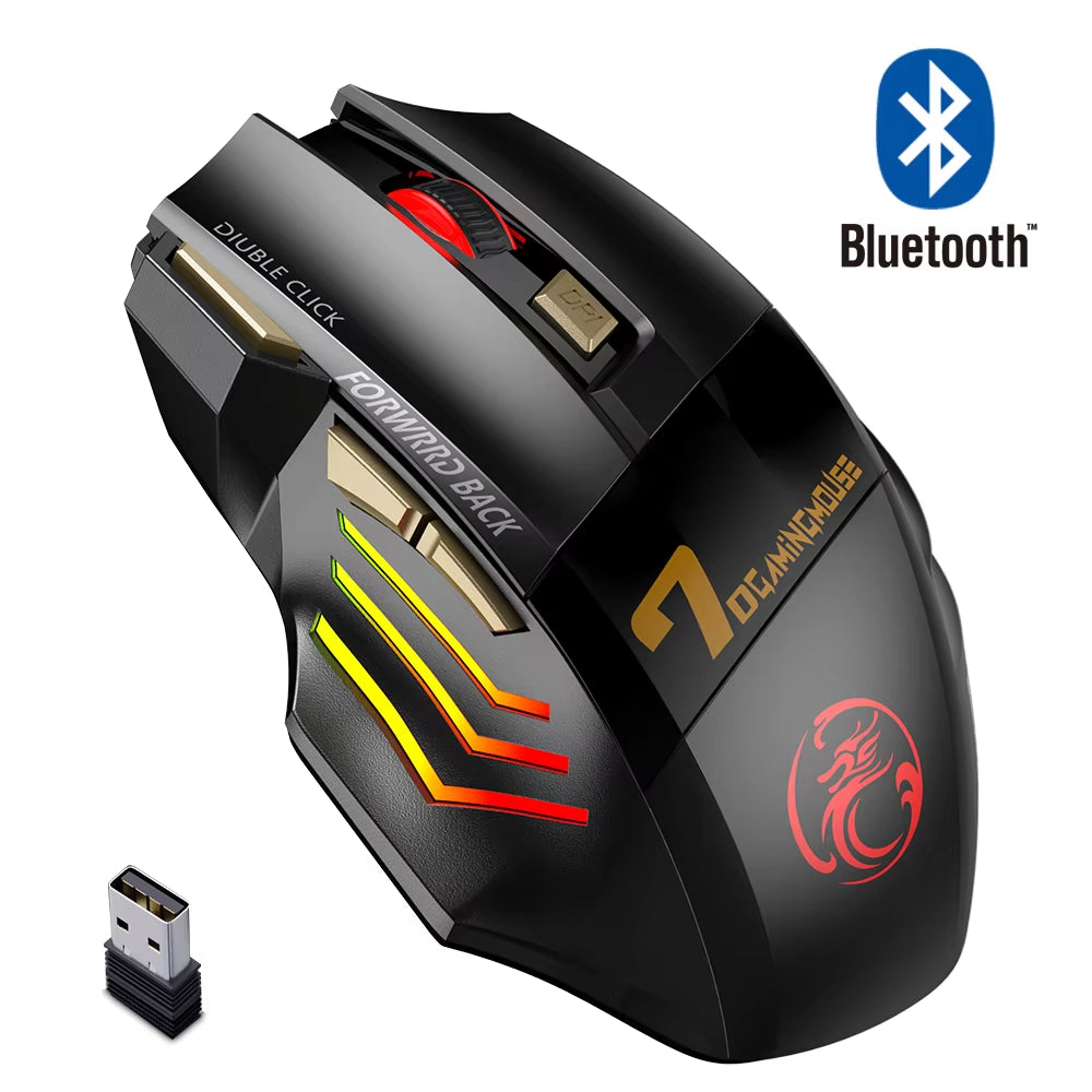 Souris sans fil rechargeable Bluetooth Gamer avec rétroéclairage RGB