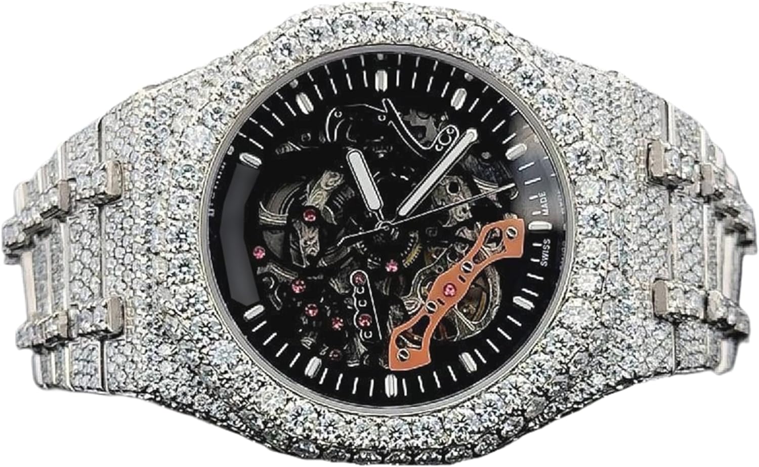 Montre Iced Out de Luxe – Moissanite 25 Carats, Mouvement Automatique, Finition Deux Tons  Argent