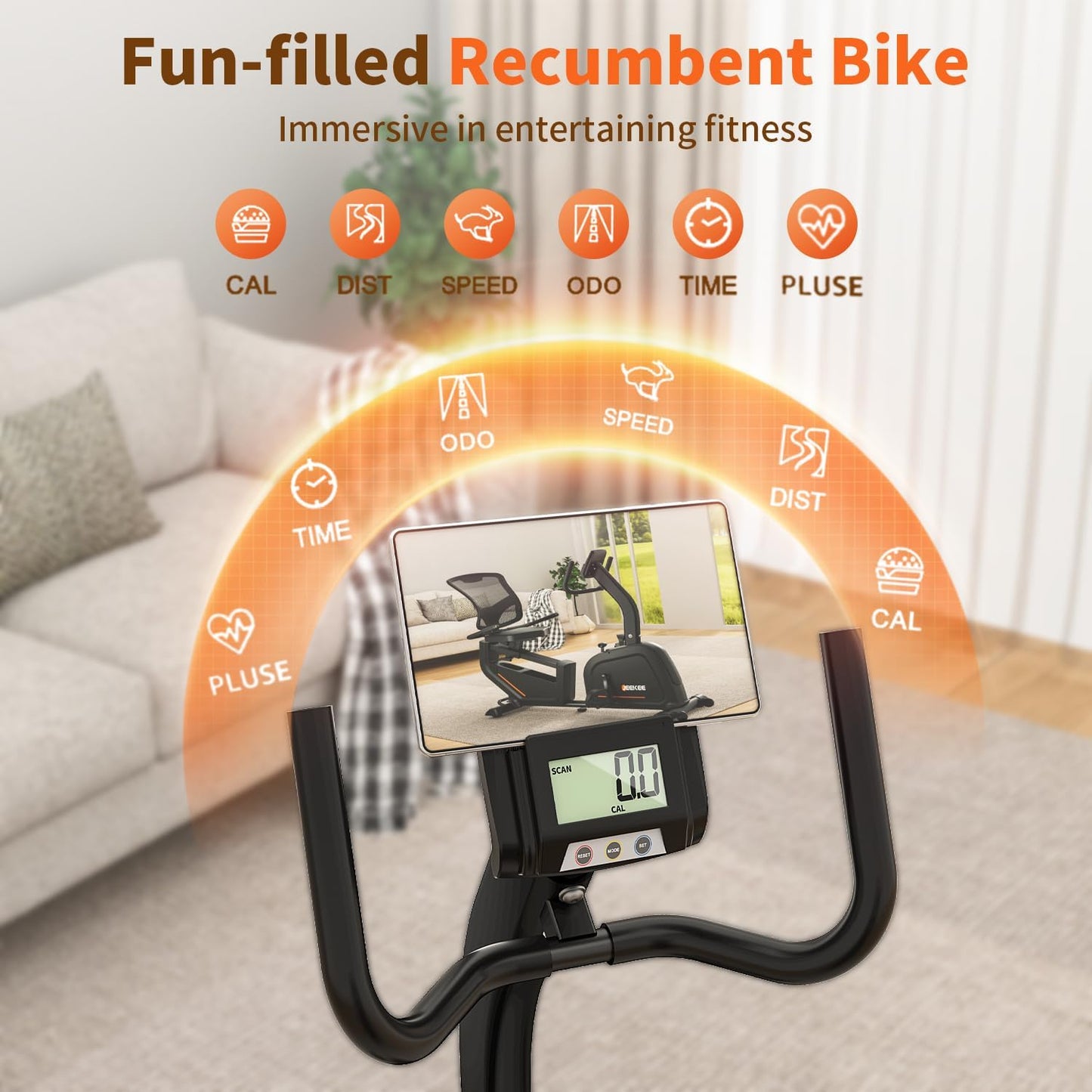 Recumbent Exercise Bike for Seniors,Stationary Bikes for Home, 300LB Capacity & 16 Levels Magnetic Resistance, Heart Rate Handle