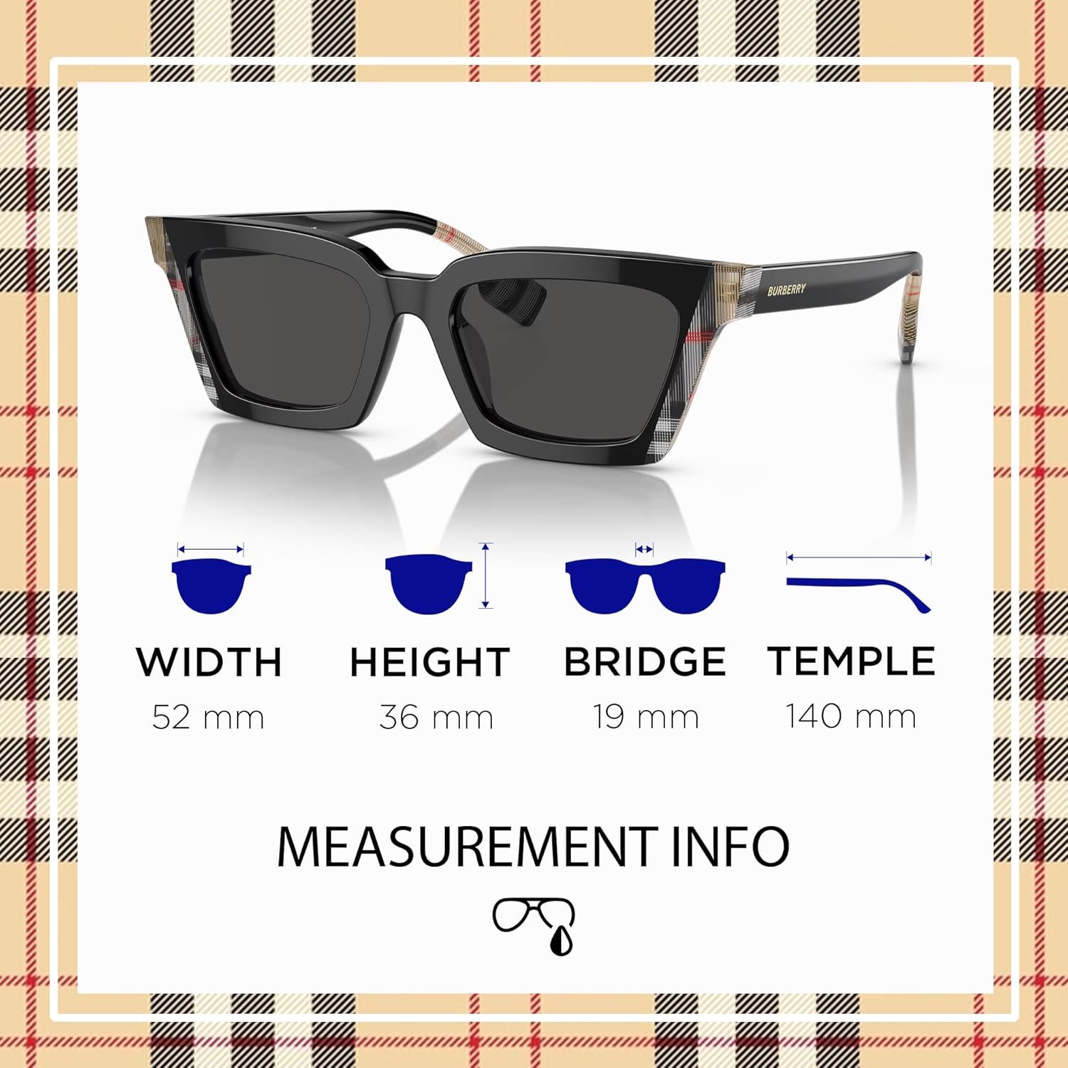😎 BURBERRY BE4344 Daisy – Lunettes de Soleil Carrées Femme avec Kit Luxe eSHADES | Ajustement High Bridge