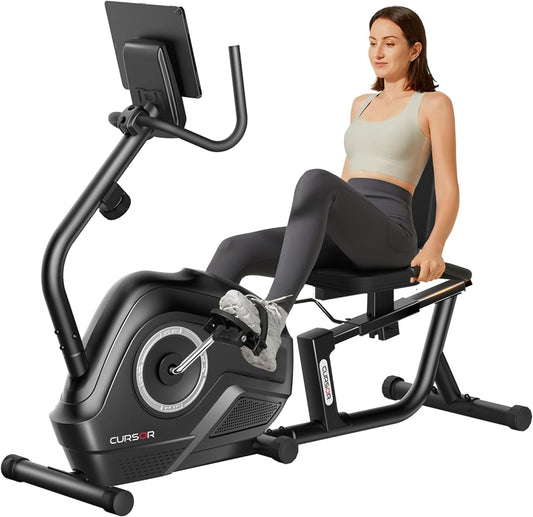 Vélo d’Appartement Semi-Allongé CURSOR FITNESS – Résistance Magnétique 16 Niveaux, Silencieux & Confort Premium