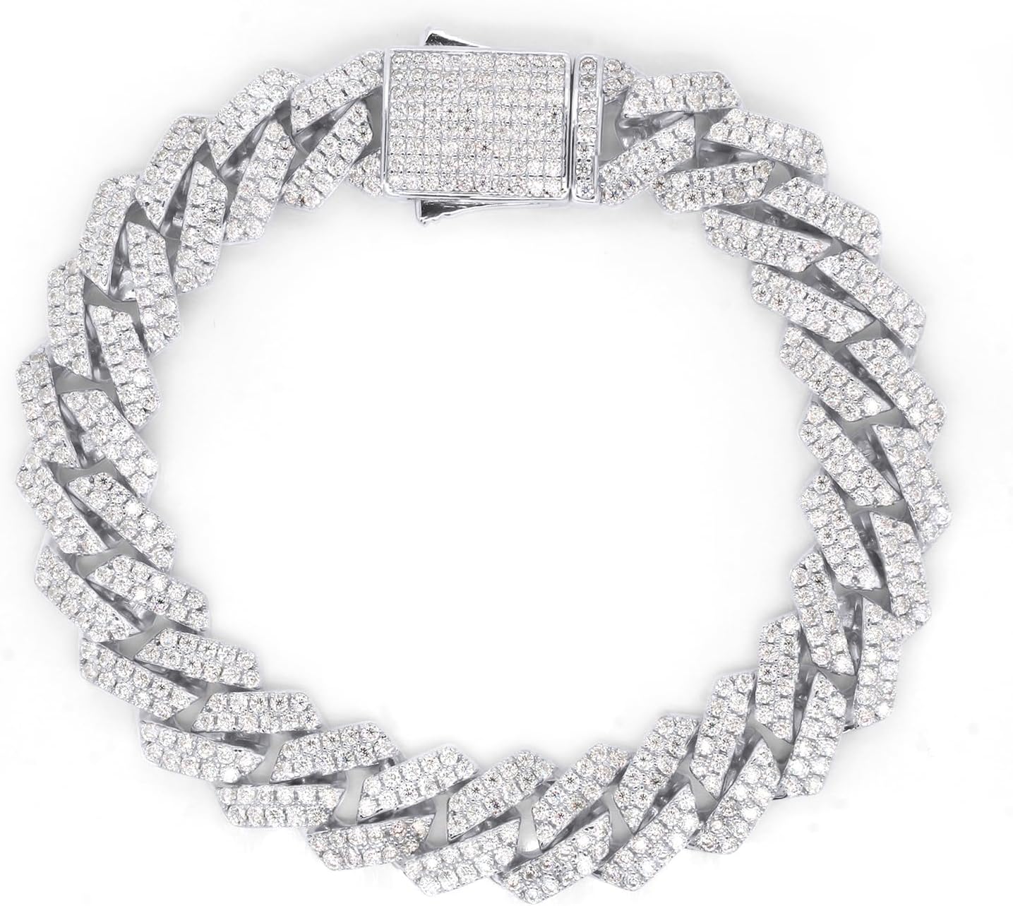Bracelet Chaîne Cubaine Homme – Diamant Moissanite VVS1,