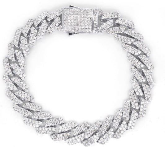 Bracelet Chaîne Cubaine Homme – Diamant Moissanite VVS1,