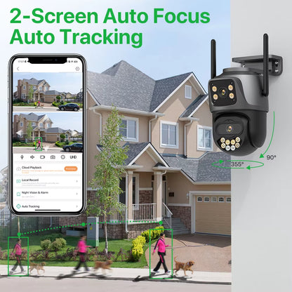 Caméra de Surveillance Extérieure WiFi PTZ à Double Objectif 4K 8MP HD 