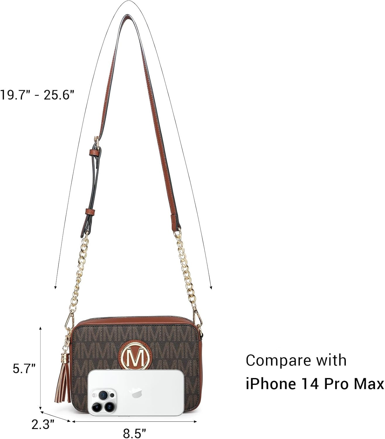 MKP Stylish Lightweight Fashion Crossbody Bag for Women - Chic Signature Shoulder Messenger Bag with Tassel Zipper Pocket