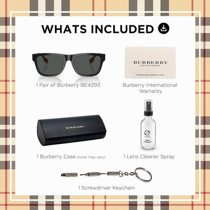 🕶️ BURBERRY BE4293 – Lunettes de Soleil Carrées en Acétate avec Kit Luxe eSHADES