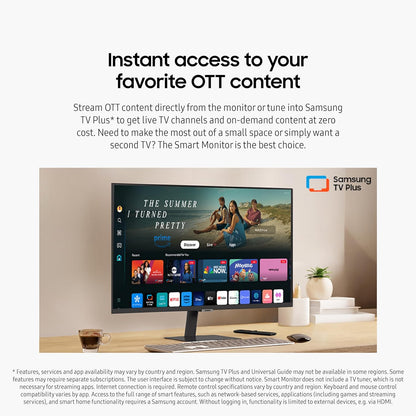 32-Inch M5 (M50D) Series FHD Smart Monitor with Streaming TV, Speakers, HDR10, Gaming Hub, Multiple Ports, Workout Tracker, Vision Accessibility Tools, LS32DM500ENXGO, 2024