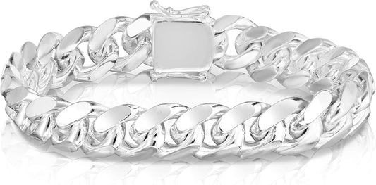 925 Sterling Silver Solid 6.25MM-12.25MM Miami Cuban Bracelet for Men - Sterling Silver Link Bracelet for Men, Mens Link Bracelets 8 8.5, 9