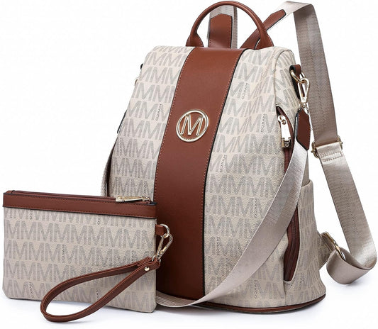 🎒 Sac à Dos Femme – 2 Pièces avec Poches Multiples et Design Anti-Vol