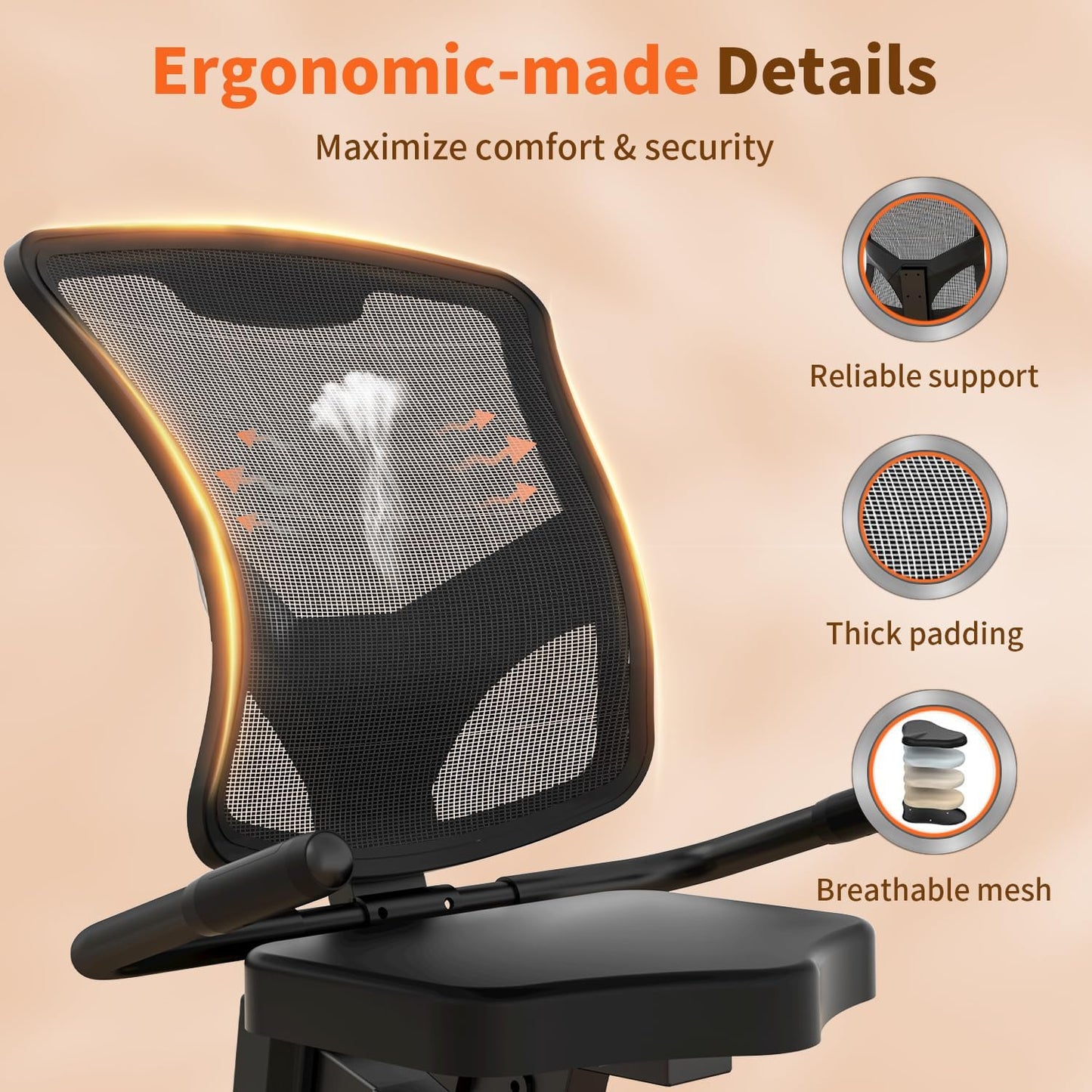 Recumbent Exercise Bike for Seniors,Stationary Bikes for Home, 300LB Capacity & 16 Levels Magnetic Resistance, Heart Rate Handle