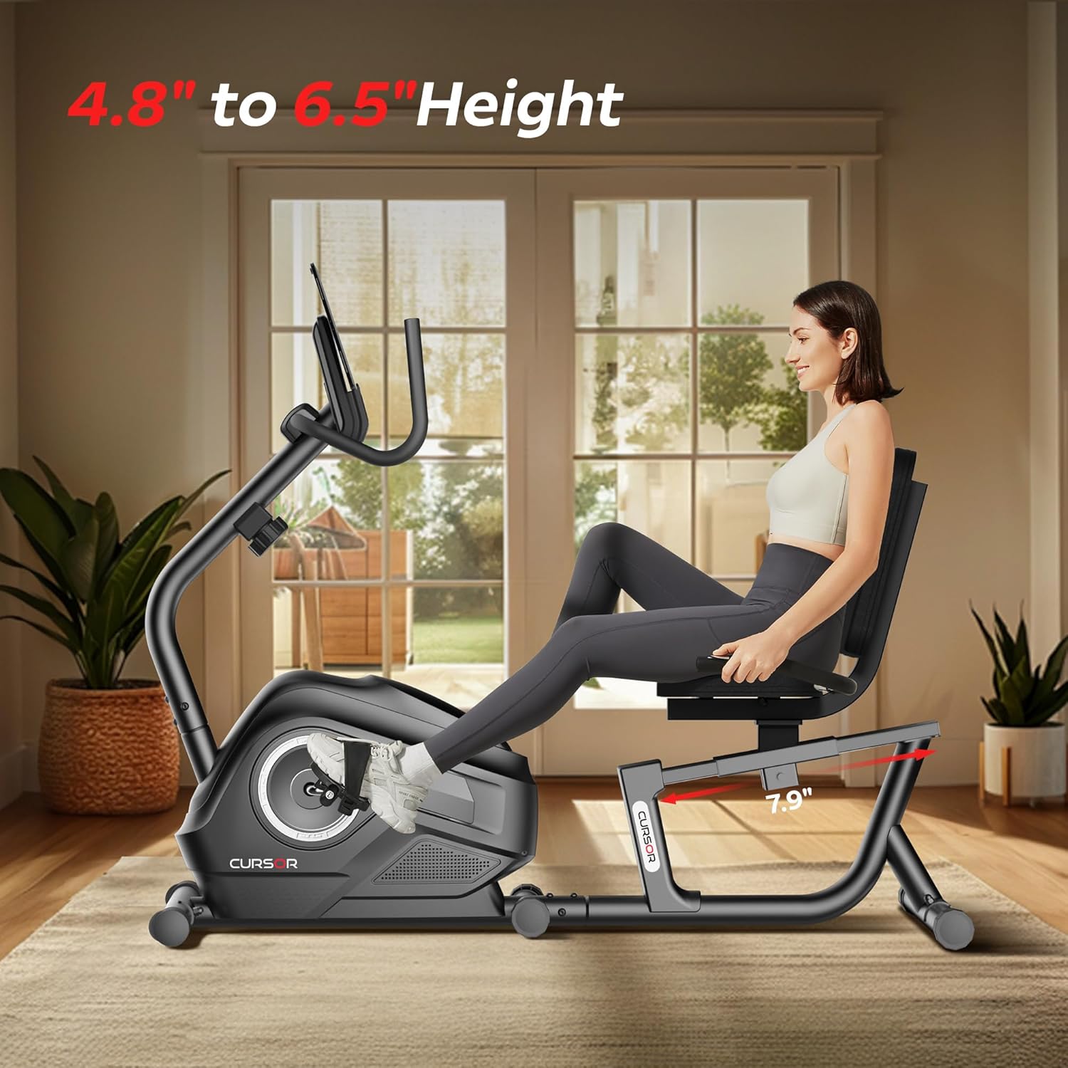 Vélo d’Appartement Semi-Allongé CURSOR FITNESS – Résistance Magnétique 16 Niveaux, Silencieux & Confort Premium
