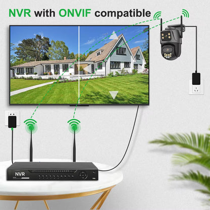 Caméra de Surveillance Extérieure WiFi PTZ à Double Objectif 4K 8MP HD 