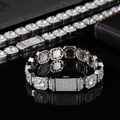 Bracelet Hip-Hop Luxe en Or 18K avec Moissanites – Unisexe, Finition Italienne