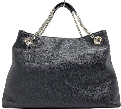 🖤 Soho Medium – Sac Épaule Noir & Chaîne Dorée