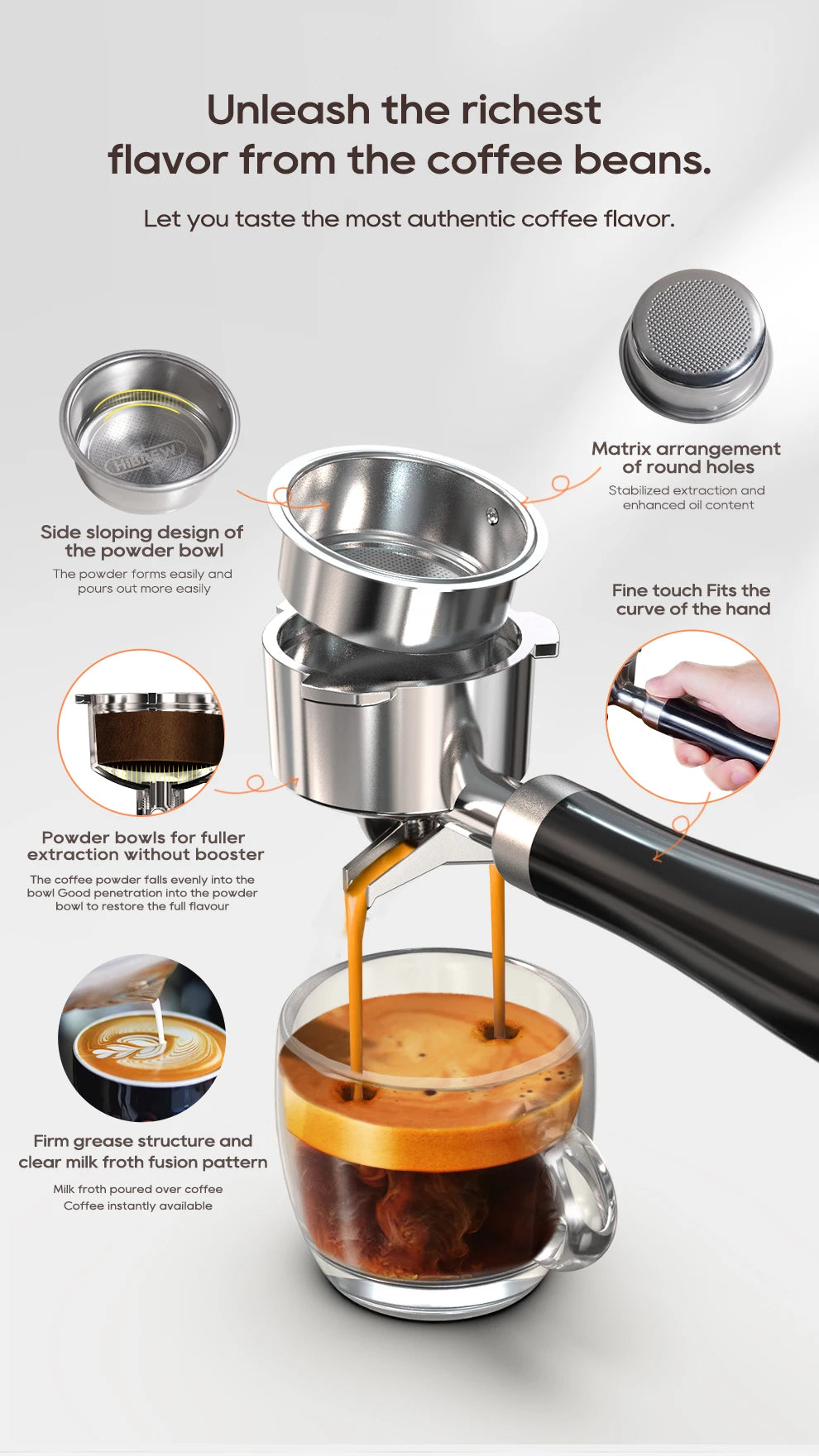 HiBREW H10B – Machine à Expresso Semi-Automatique 20 Bars – Température Réglable – Café Chaud Froid