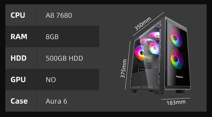 PC Gamer Personnalisé AOTESIER – AMD A8-7680, 8/16 Go RAM, SSD 120-500 Go, Mini PC de Jeu et Bureau