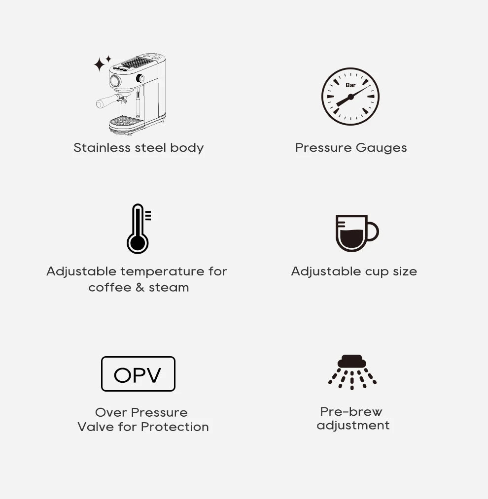 HiBREW H10B – Machine à Expresso Semi-Automatique 20 Bars – Température Réglable – Café Chaud Froid
