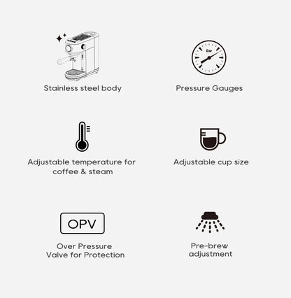 HiBREW H10B – Machine à Expresso Semi-Automatique 20 Bars – Température Réglable – Café Chaud Froid