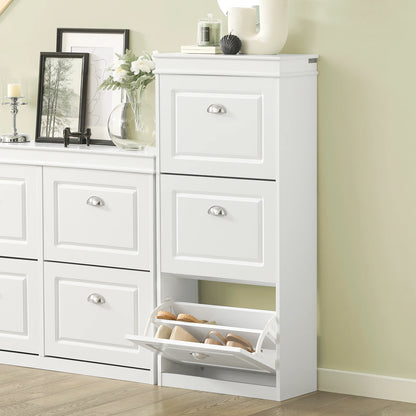 Meuble à Chaussures Moderne SoBuy – 3 Rabats, MDF Blanc, Grande Capacité Entrée 53x117x24 cm
