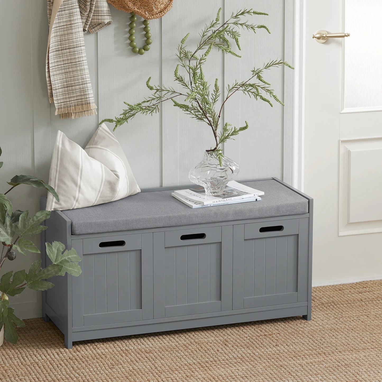 Banc à chaussures SoBuy avec assise et rangement – 2 portes + panier, design moderne et pratique