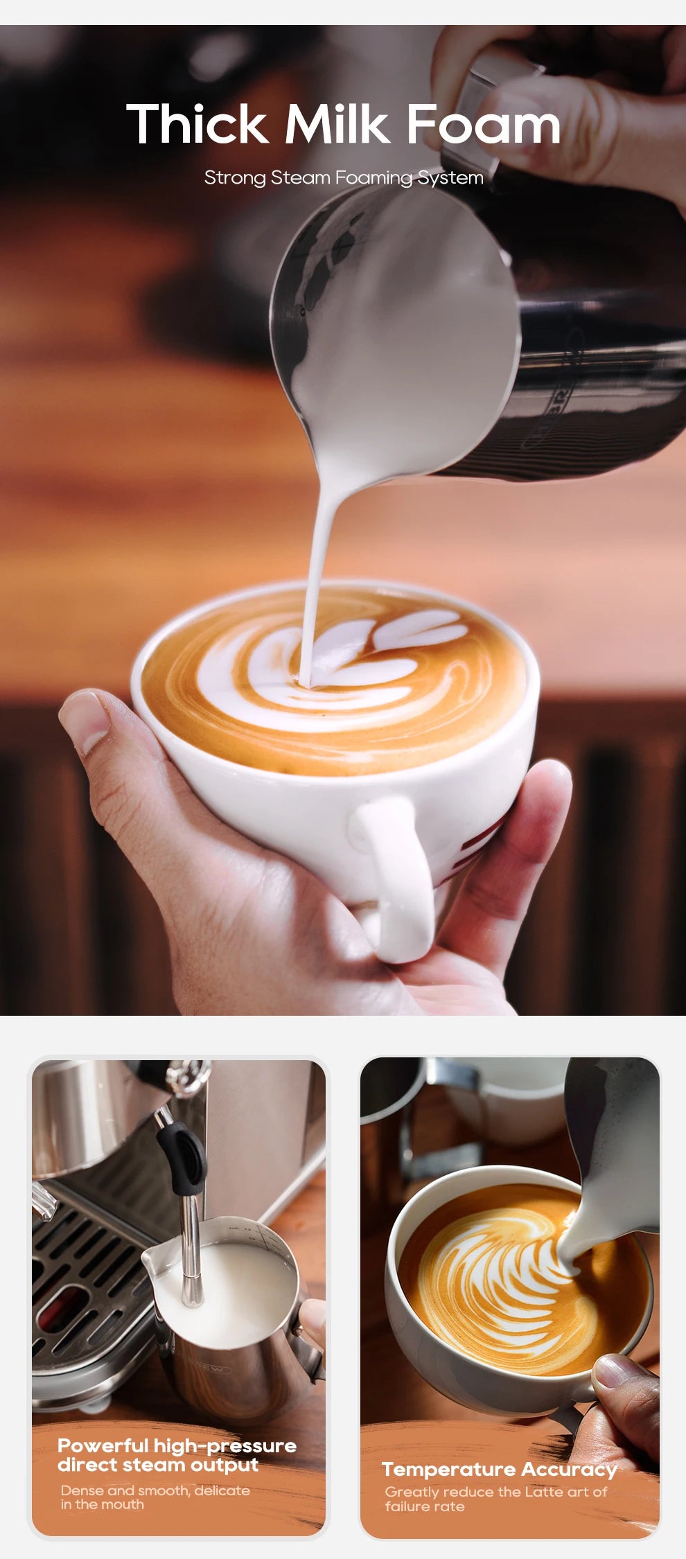 HiBREW H10B – Machine à Expresso Semi-Automatique 20 Bars – Température Réglable – Café Chaud Froid