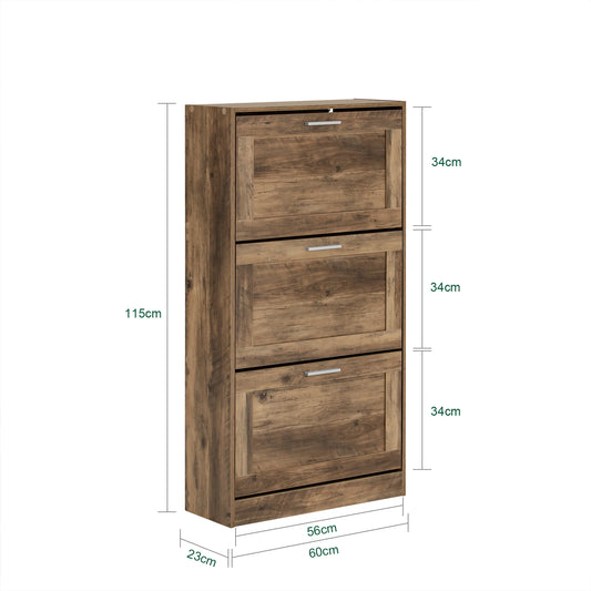 SoBuy – Placard à Chaussures 3 Rabats (Marron)