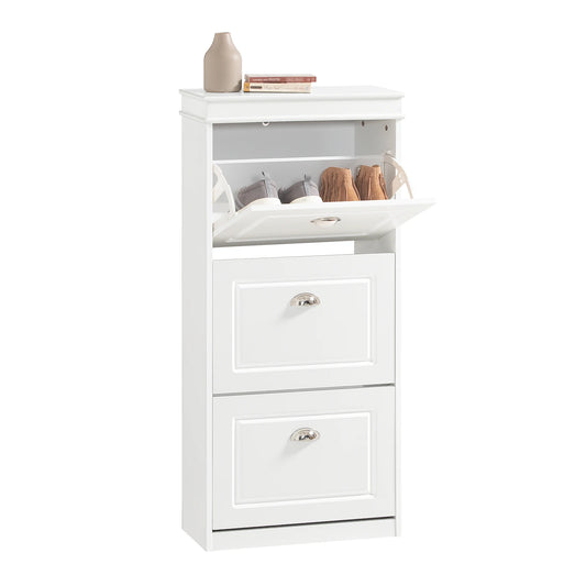 Meuble à Chaussures Moderne SoBuy – 3 Rabats, MDF Blanc, Grande Capacité Entrée 53x117x24 cm