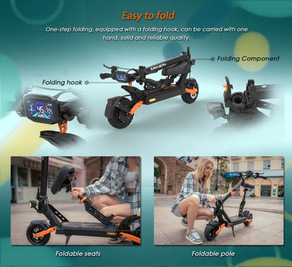 Scooter électrique Kukirin G2 pro 1000W 48 v15.6ah 45 KM/H, pliable, avec siège, pour ville et utilisation tout-terrain