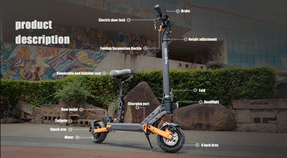 Scooter électrique Kukirin G2 pro 1000W 48 v15.6ah 45 KM/H, pliable, avec siège, pour ville et utilisation tout-terrain