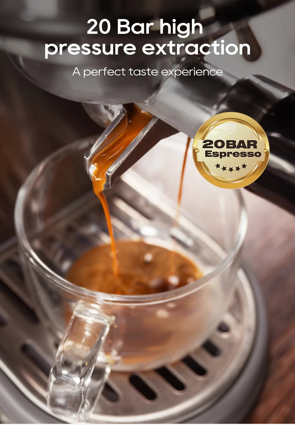 HiBREW H10B – Machine à Expresso Semi-Automatique 20 Bars – Température Réglable – Café Chaud Froid