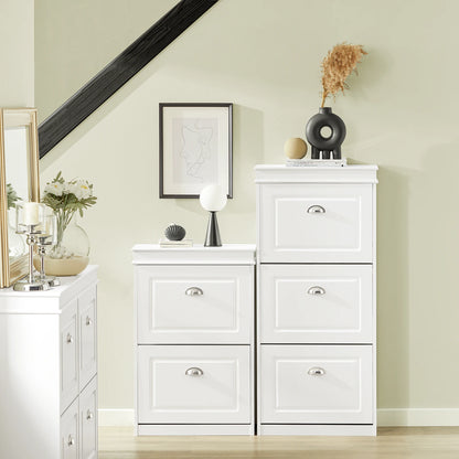Meuble à Chaussures Moderne SoBuy – 3 Rabats, MDF Blanc, Grande Capacité Entrée 53x117x24 cm