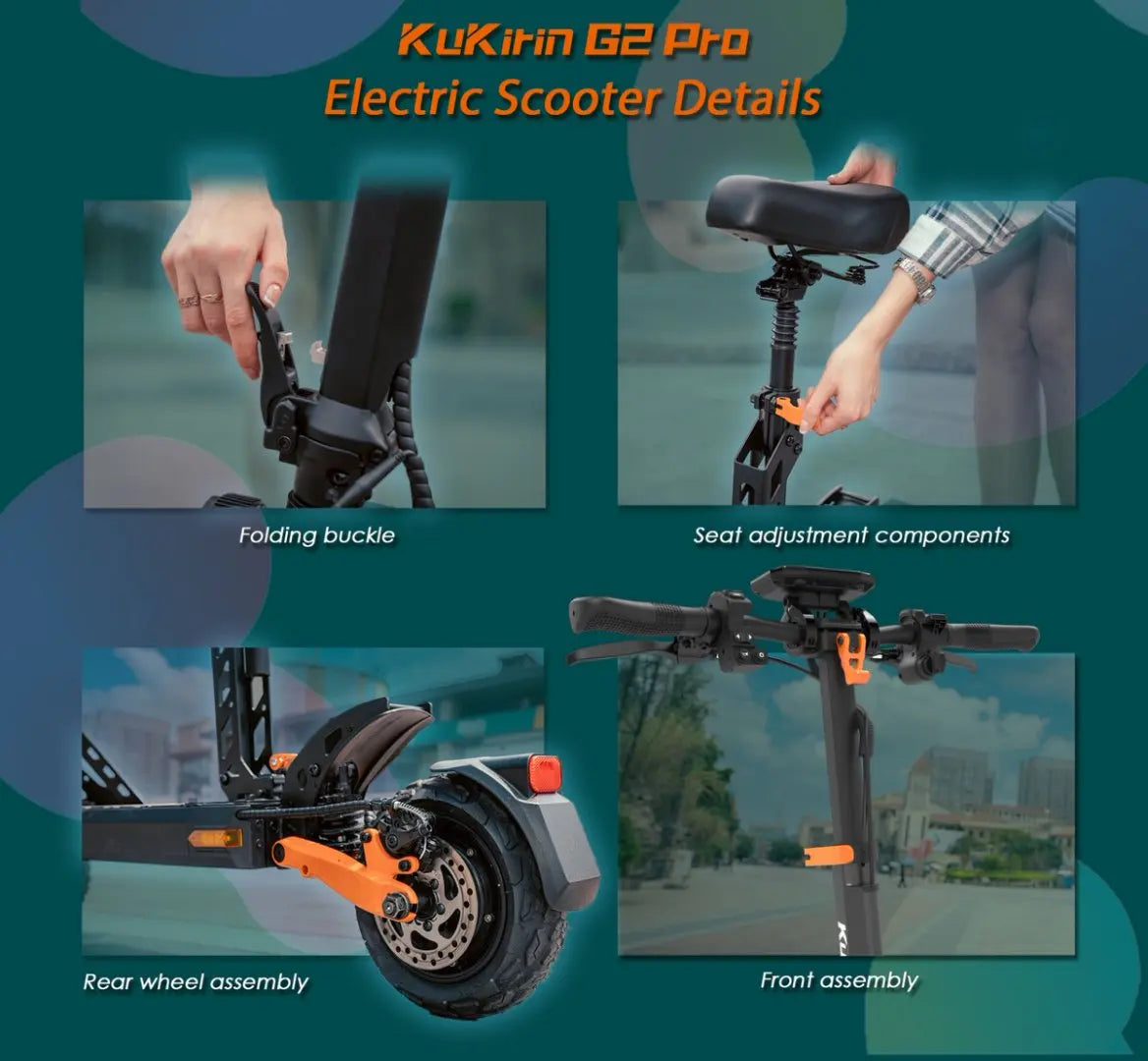 Scooter électrique Kukirin G2 pro 1000W 48 v15.6ah 45 KM/H, pliable, avec siège, pour ville et utilisation tout-terrain