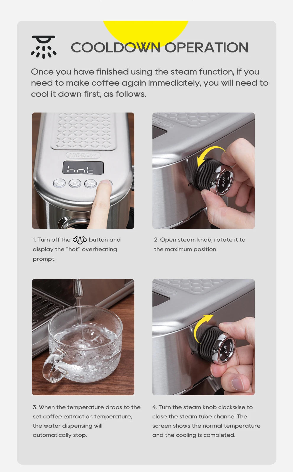 HiBREW H10B – Machine à Expresso Semi-Automatique 20 Bars – Température Réglable – Café Chaud Froid