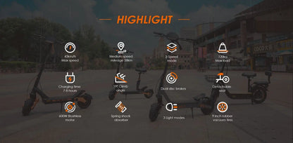 Scooter électrique Kukirin G2 pro 1000W 48 v15.6ah 45 KM/H, pliable, avec siège, pour ville et utilisation tout-terrain