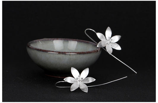 Boucles d’oreilles femmes REETI EZ88 – Argent sterling 925, motif plante, tendance et légères