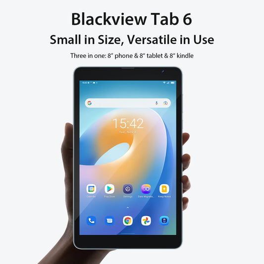 Blackview-Tablette Tab 6 Android 11, 8 ", 3 Go, 32 Go, 5580mAh, 4G, WiFi, Permanence, Tablettes d'appel téléphonique, Kindle Ebook