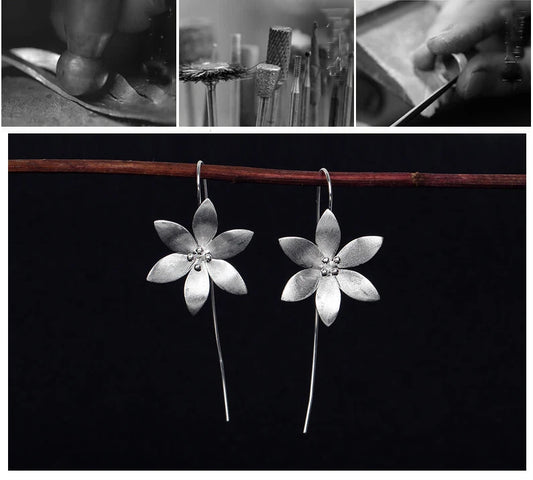Boucles d’oreilles femmes REETI EZ88 – Argent sterling 925, motif plante, tendance et légères
