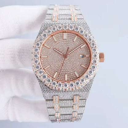 Custom Men's Hip Hop Mechanical Watch Handmade Bling Bling Completely Chilled Out Chest VVS Mossany Watch